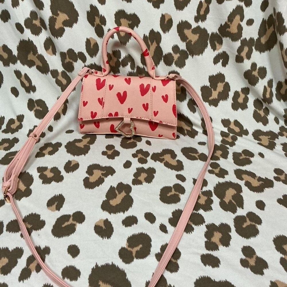 Pink Heart Print Mini Bag